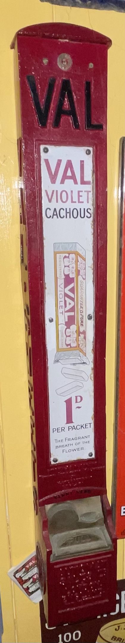 Lot 39: Vintage VAL Violet Cachous Penny Drop Vending Machine