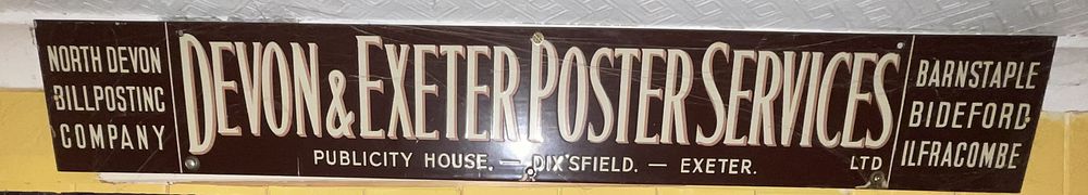 Lot 43: Large Vintage Vitreous Enamel Advertising Sign for Devon & Exeter Poster Services