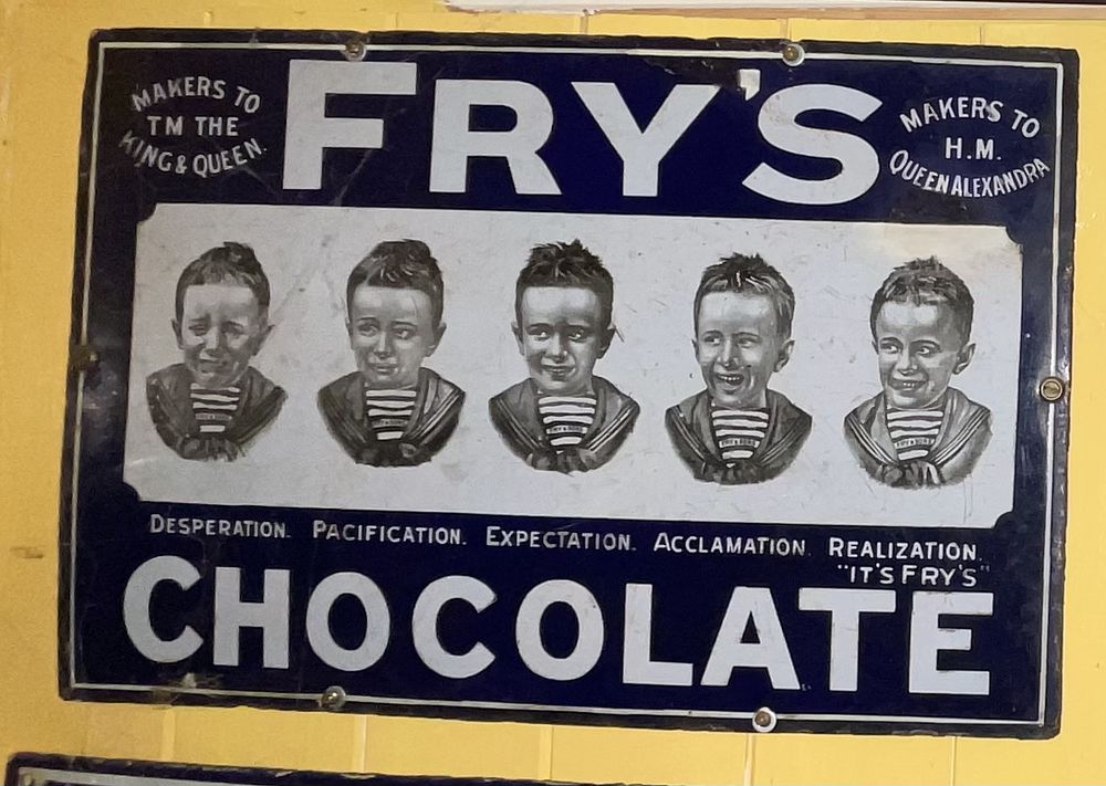 Lot 44: A Rare Fry's 5 Boys Chocolate Porcelain Enamel Advertising Sign