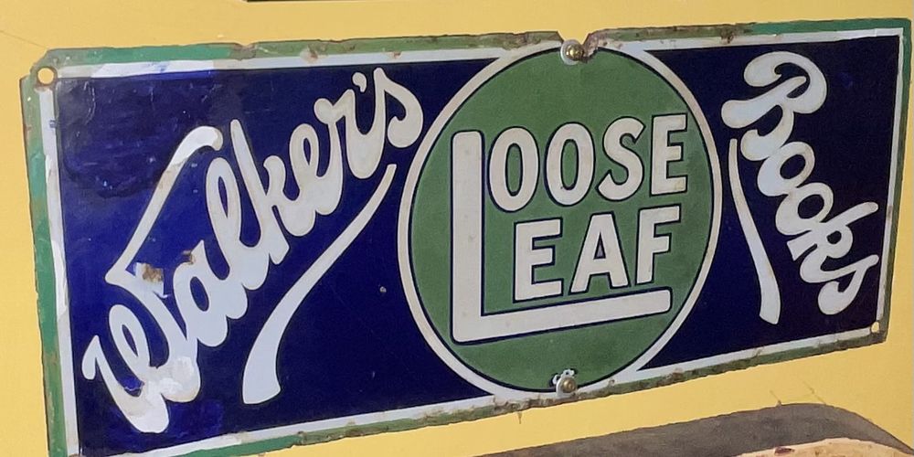 Lot 46: Vintage Porcelain Enamel Advertising Sign for Walker's Loose Leaf Books