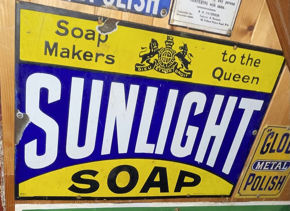 Lot 47: Vintage Sunlight Soap Enamel Advertising Sign