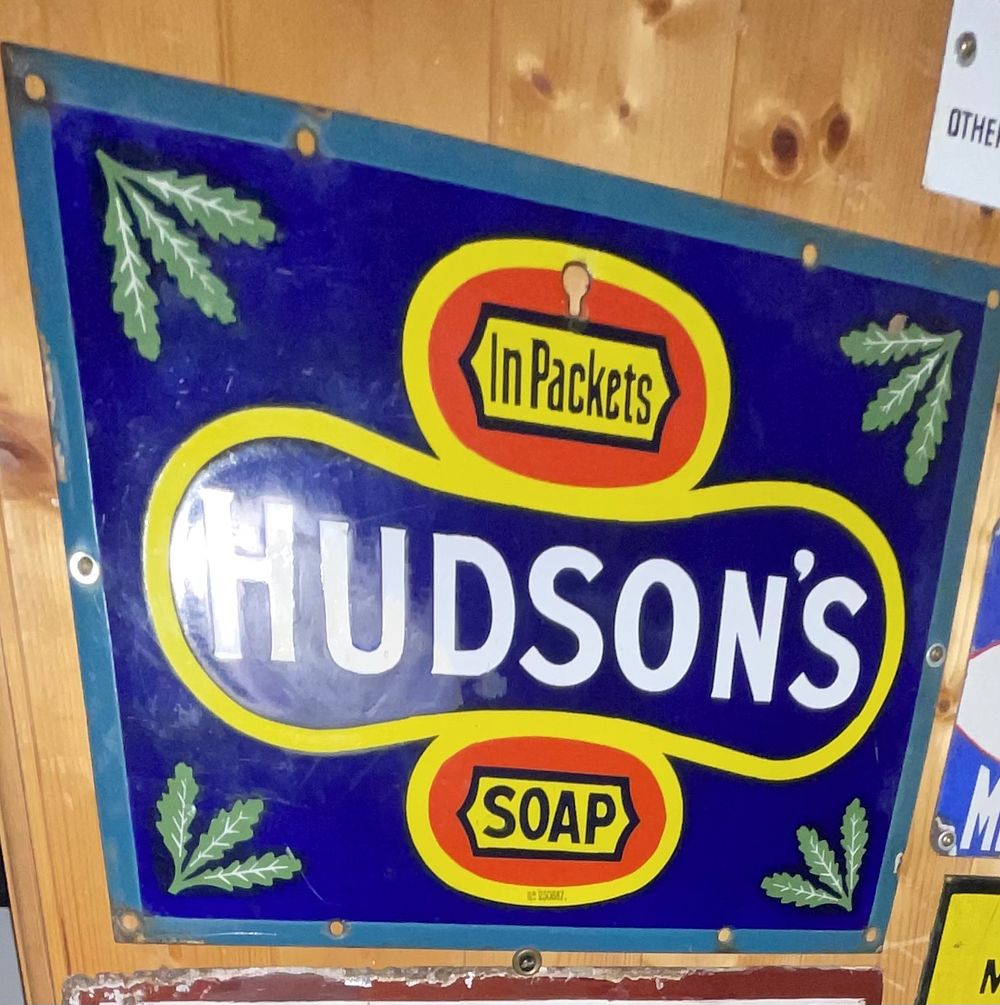 Lot 48: Original 1920s Hudson's Soap Enamel Advertising Sign