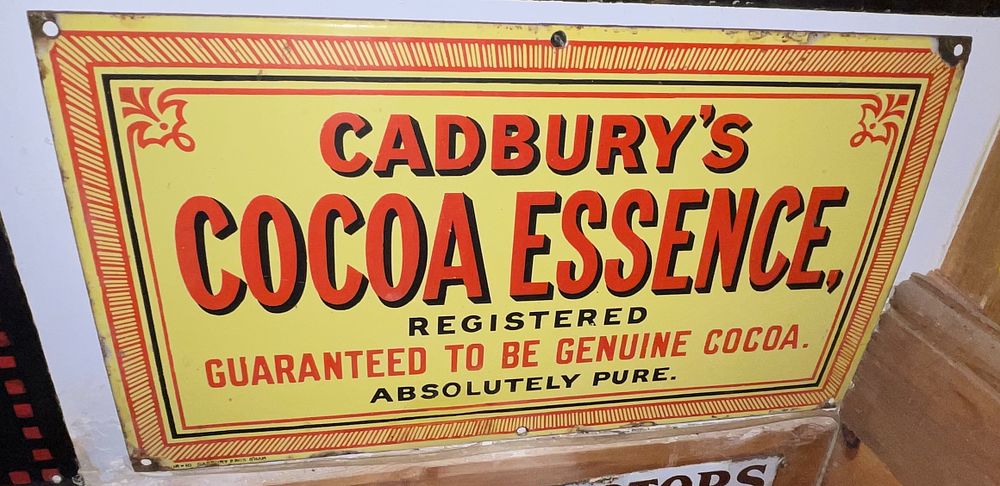 Lot 49: Antique Cadbury's Cocoa Essence Enamel Advertising Sign