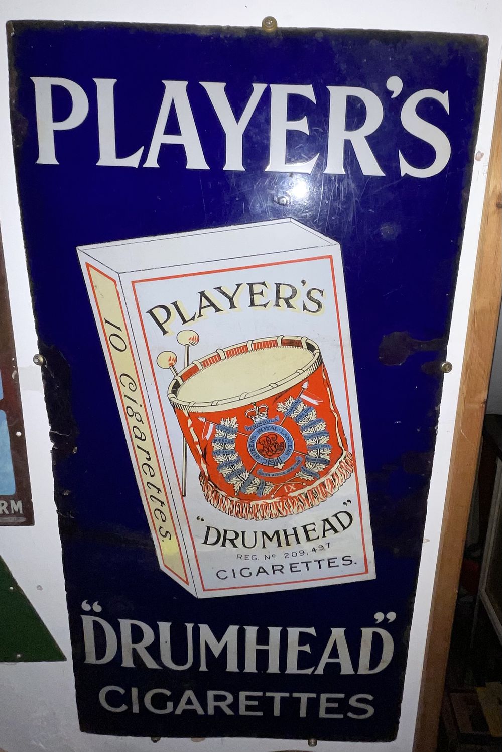 Lot 51: Player's Drumhead Cigarettes Porcelain Enamel Advertising Sign