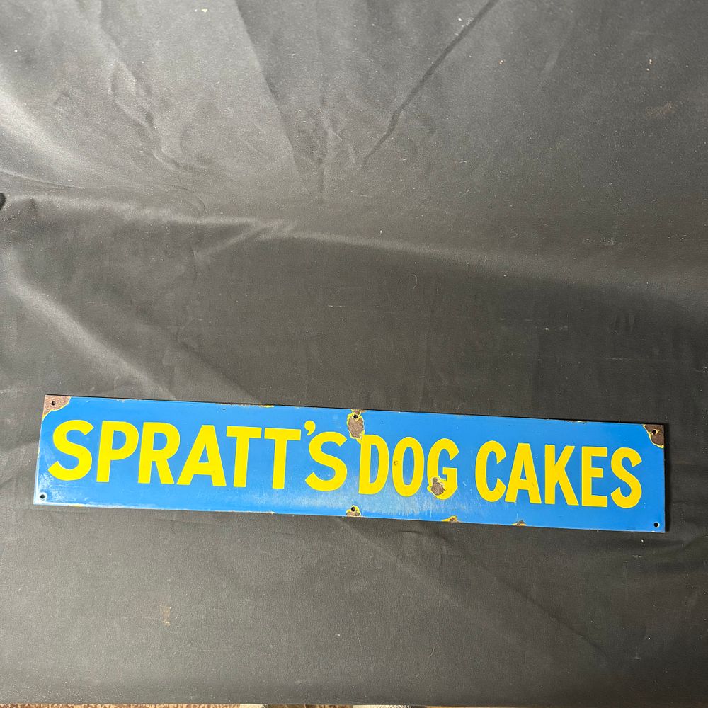 Lot 153: Spratt's Dog Cakes Enamel Advertising Sign