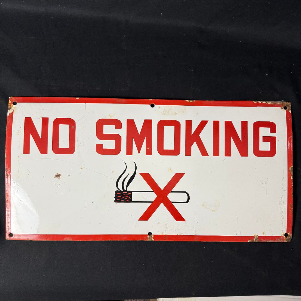 Lot 217: No Smoking Enamel Industrial Sign