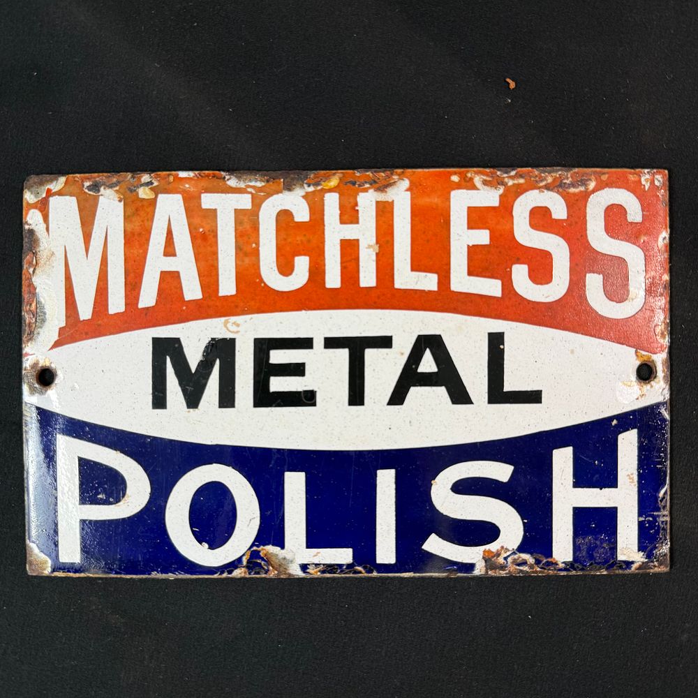 Lot 215: Matchless Metal Polish Enamel Advertising Sign
