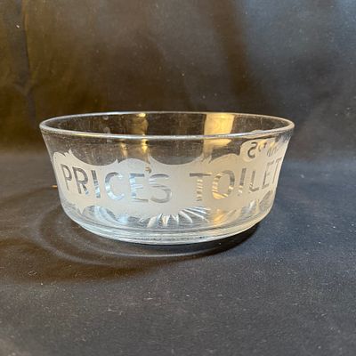 Price's Toilet Soaps Sunbeam Pattern Glass Advertising Bowl. Clear glass advertising bowl for 