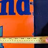 Brooke Bond Dividend Tea Enamel Advertising Sign. Orange background with navy blue serif font Image - 4