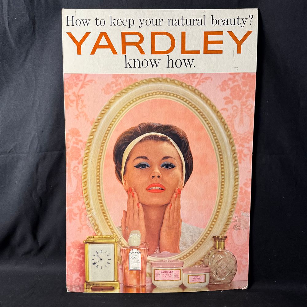 Lot 192: Yardley Skin Care Lithographed Cardboard Window Display Panel