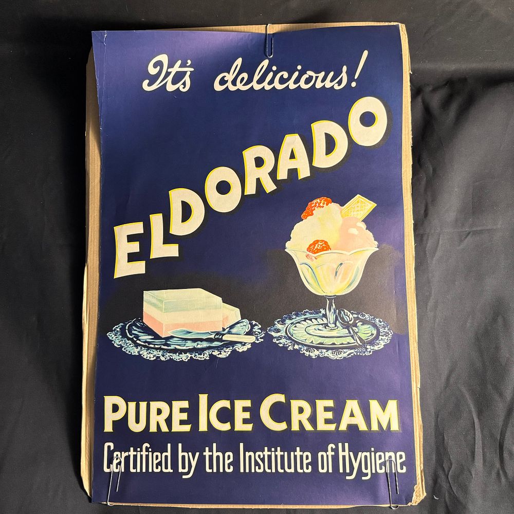 Lot 199: Eldorado Pure Ice Cream Cardboard Advertising Poster