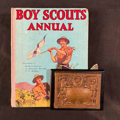 Boy Scouts Annual Mixed Media Award Plaque. Early 20th-century scouting collection. Includes a 