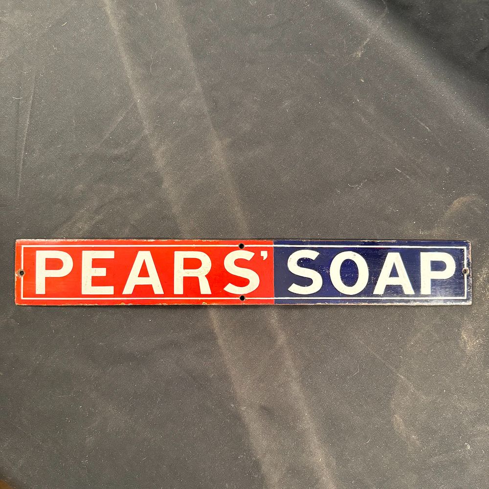 Lot 157: Pears' Soap Enamel Advertising Shelf Strip Sign