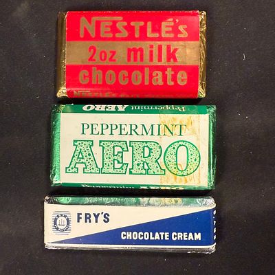 Nestl&eacute; Rowntree and Fry's Confectionery Display Dummies. Three mid-20th-century confectionery 