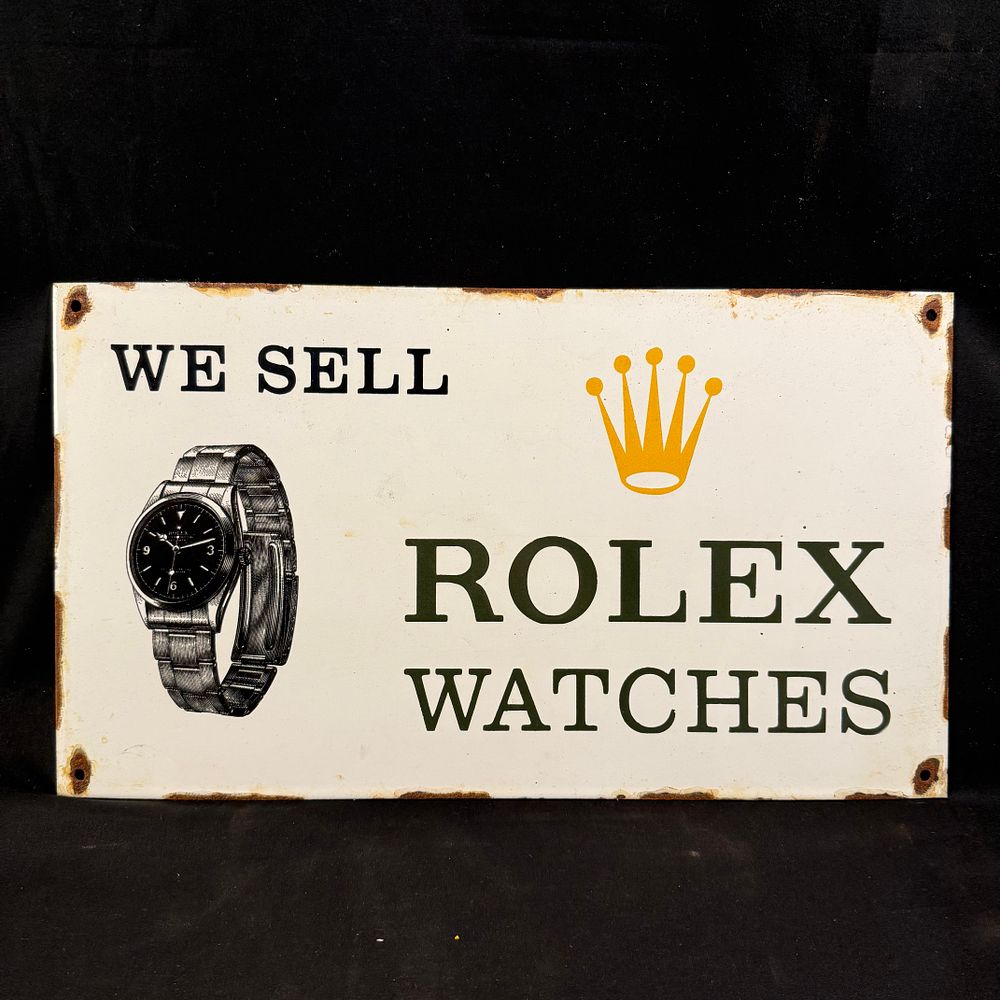 Lot 220: Rolex Reproduction Enamel Advertising Sign