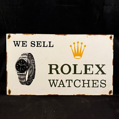 Rolex Reproduction Enamel Advertising Sign. Rolex advertising sign in porcelain enamel on heavy 