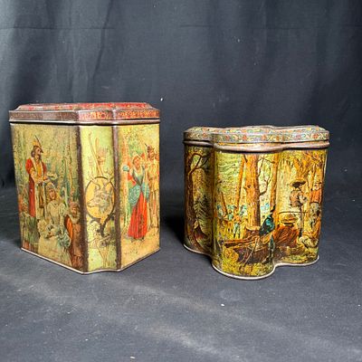 Barry's Pure Cocoa and Huntley & Palmers Lithographed Tin Advertising Tins. Two early 