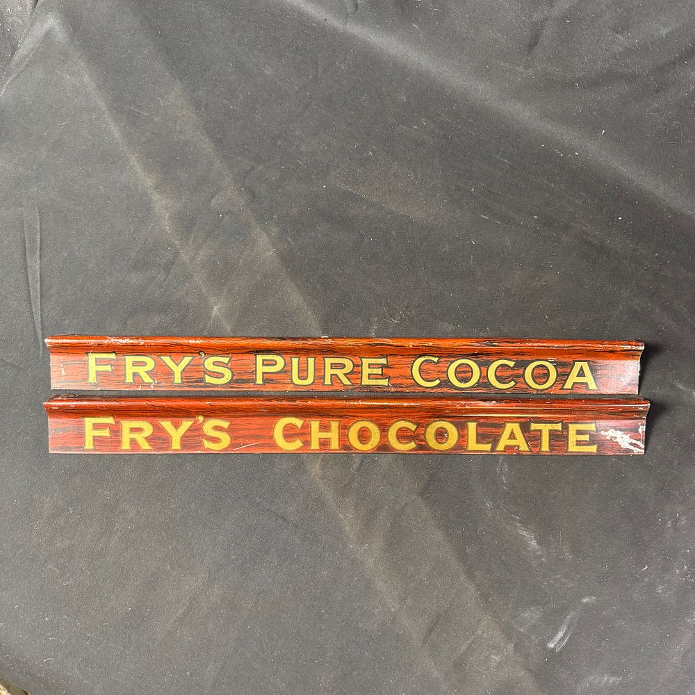 Lot 160: Fry's Lithographed Tin Advertising Shelf Strips