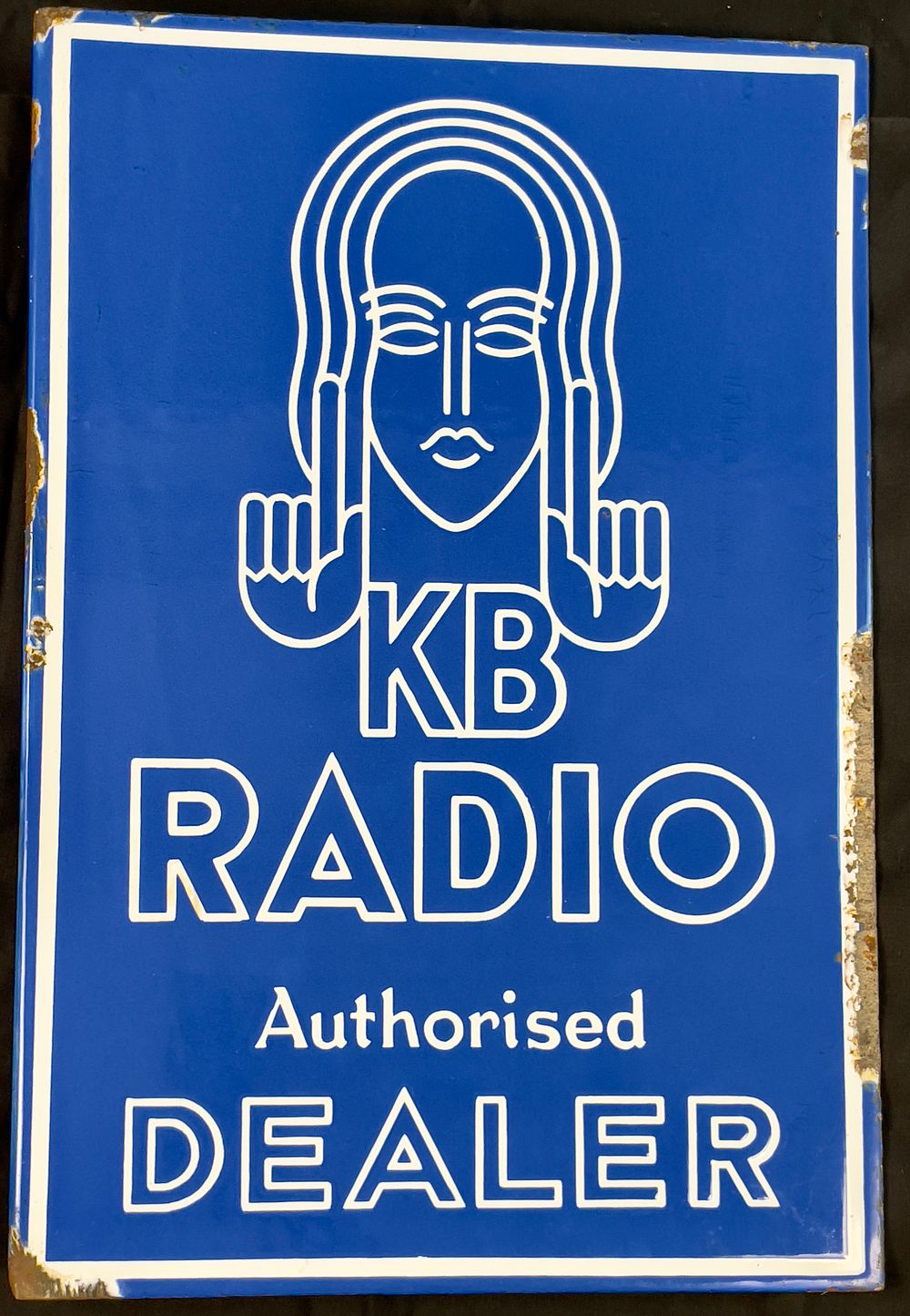Lot 154: Blue KB Radio Authorised Dealer Enamel Sign