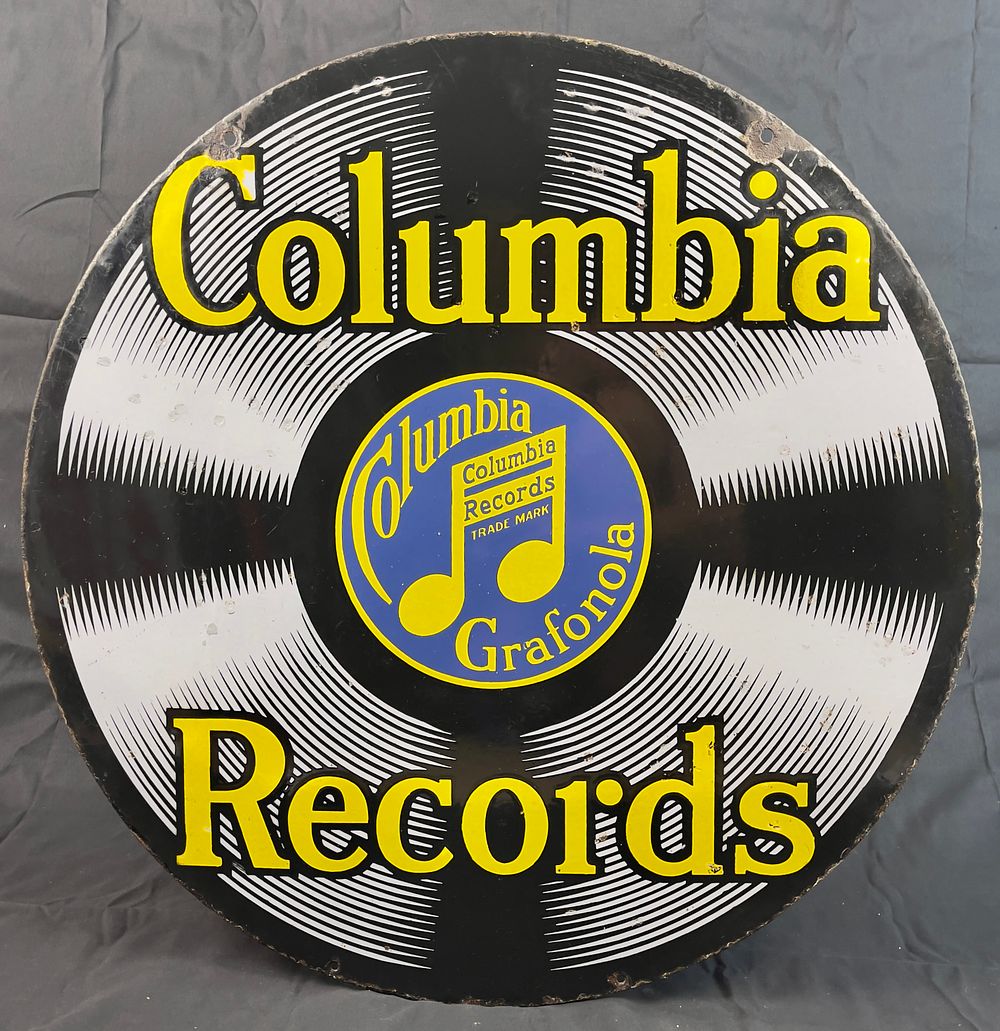Lot 155: Double sided Columbia records Enamel Sign