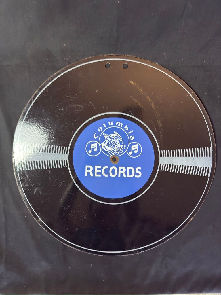 Lot 156: HMV & Columbia Records Double Sided Enamel Sign