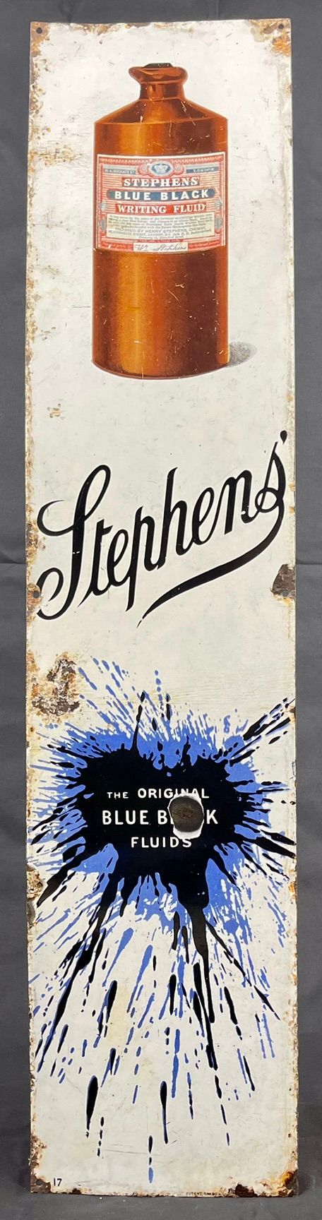 Lot 161: Stephens Blue Black Writing Fluid Enamel Sign