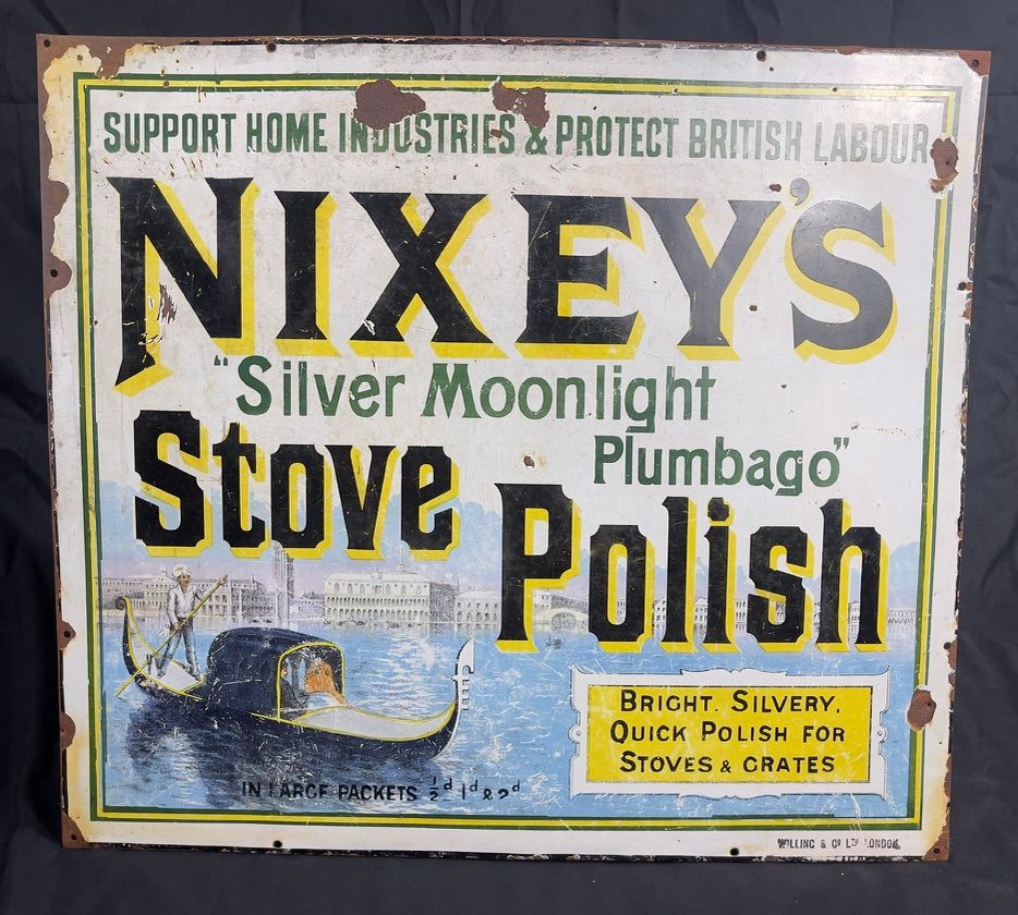 Lot 172: Nixey’s Stove Polish Enamel Sign