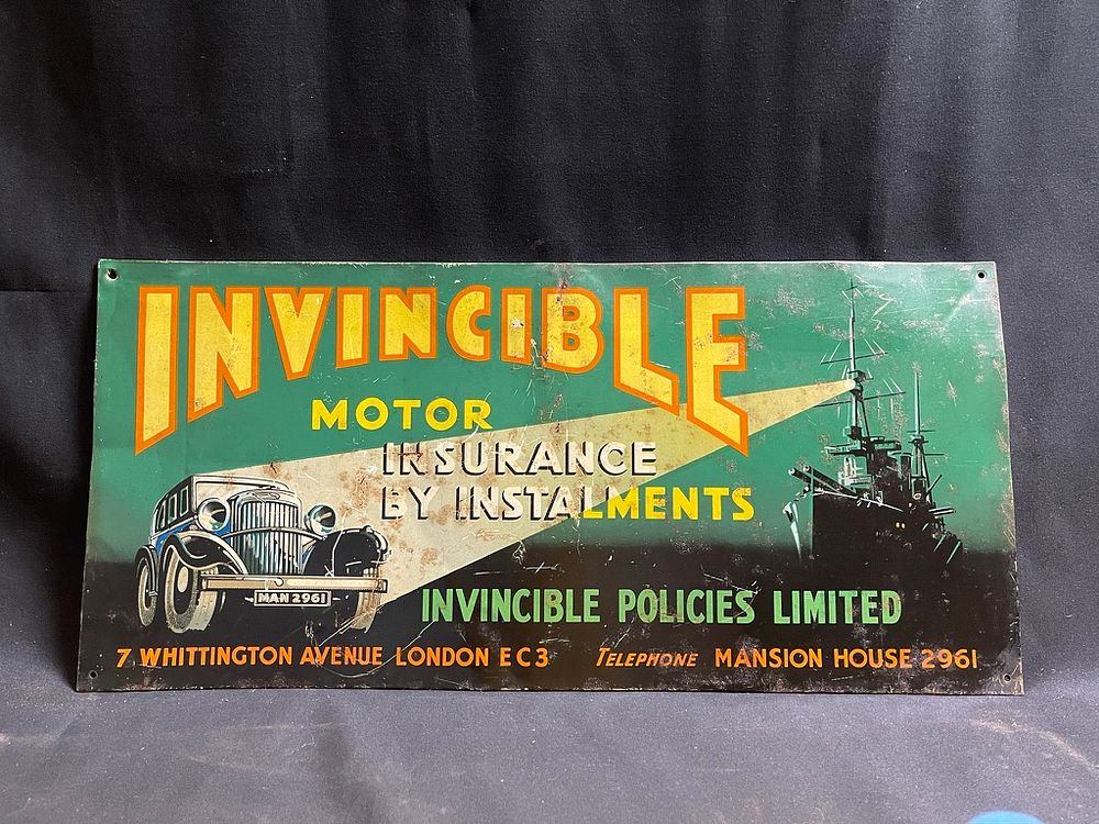 Lot 175: Invincible Insurance Tin Sign