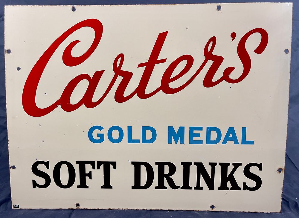 Lot 181: Carters Drinks Enamel Sign