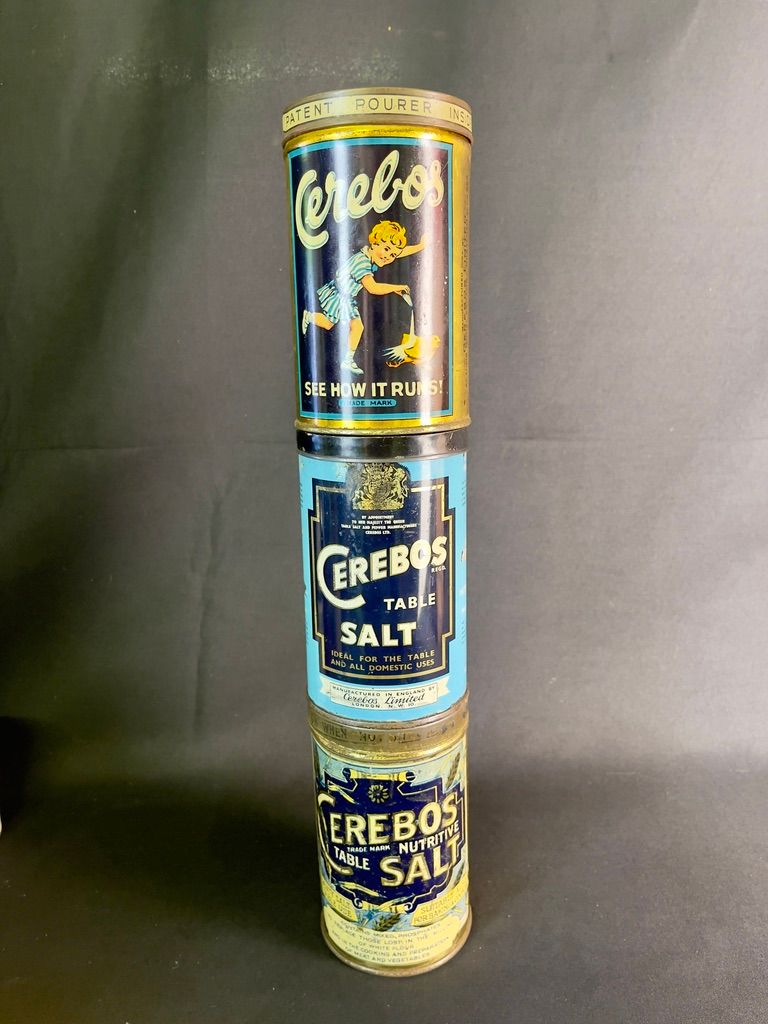 Lot 187: Set of 3 Cerebos Table Salt Tins