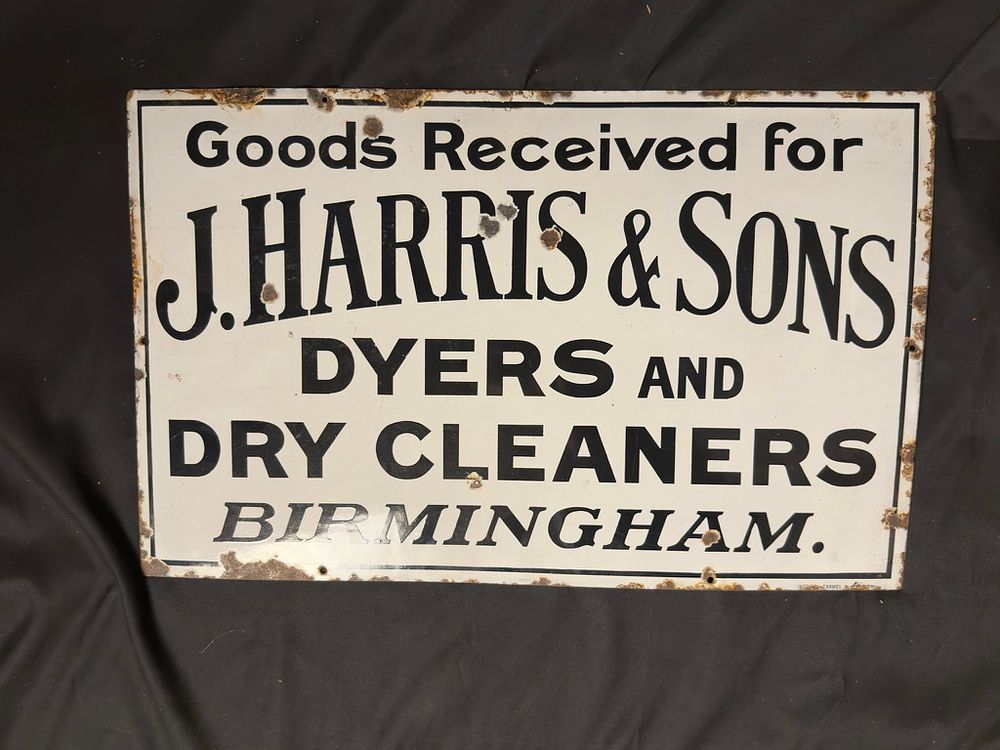 Lot 195: J.Harris and Sons Dyers & Dry Cleaners Enamel Sign