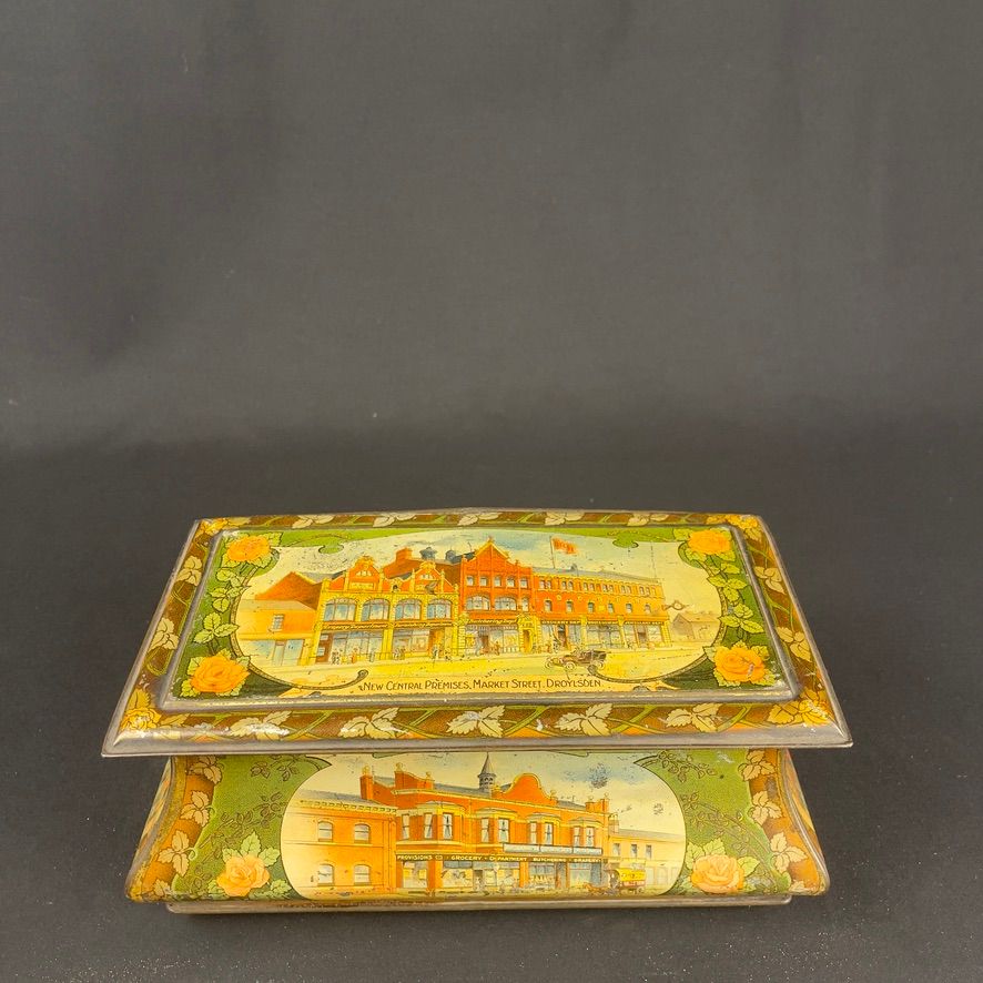 Lot 206: Droylsden Industrial Co-operative Society Ltd Hinged Tin