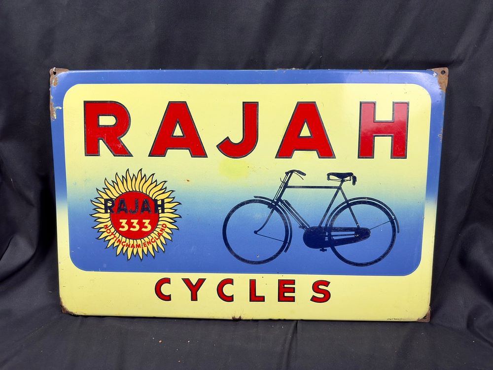 Lot 213: Rajah Cycles Enamel Sign