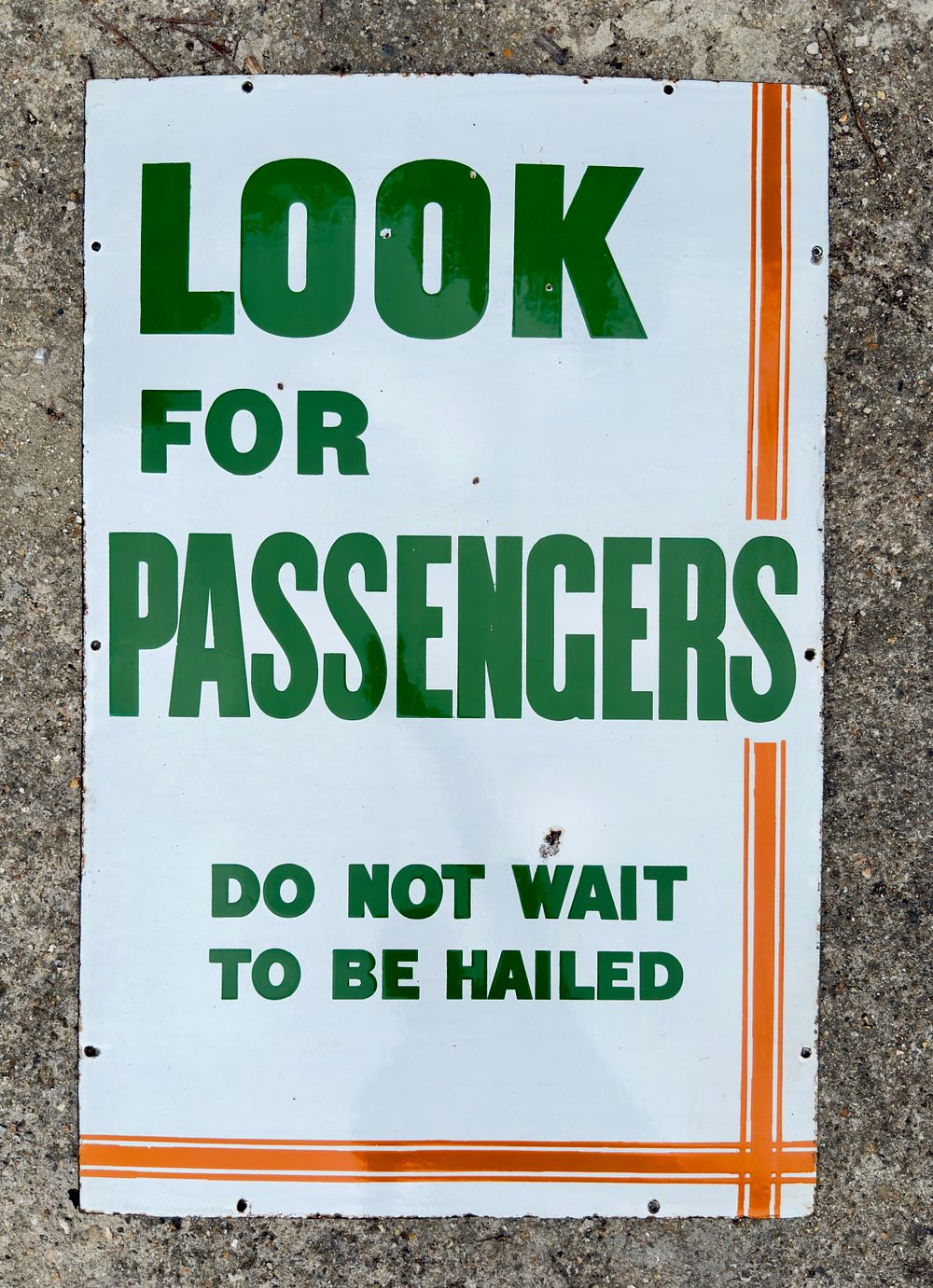Lot 214: LOOK FOR PASSENGERS Enamel Sign