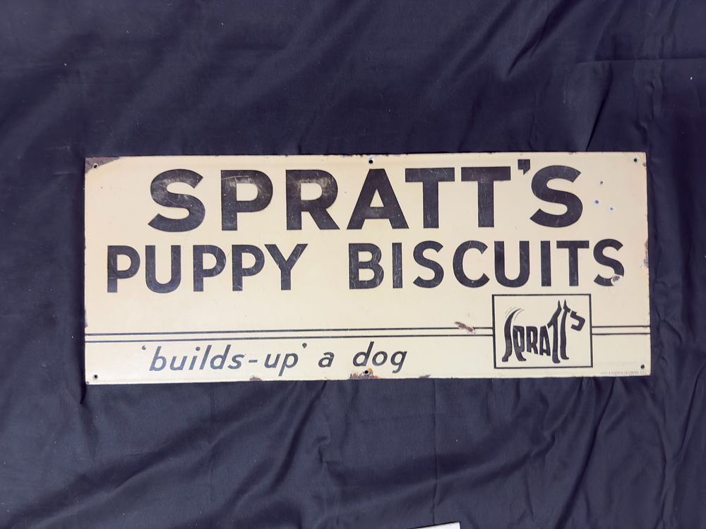 Lot 232: Spratt’s Puppy Biscuits Enamel Sign