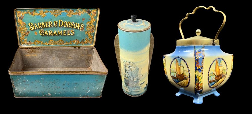 Lot 242: Collection of Vintage Blue Confectionery & Biscuit Tins