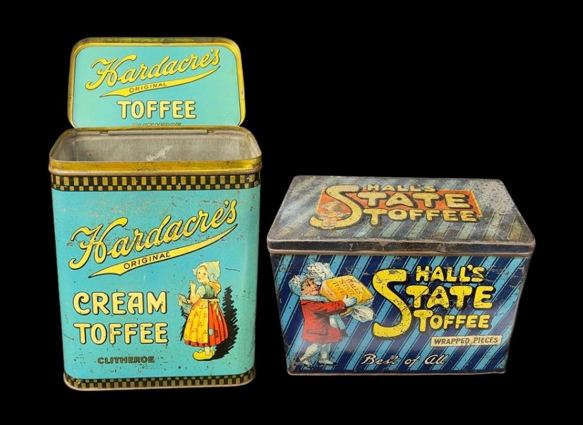 Lot 243: Pair of Early Toffee Tins- Hardacre’s & Hall Bros