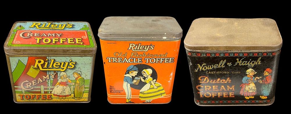 Lot 244: Trio of Vintage Toffee Tins – Riley’s & Nowell & Haigh