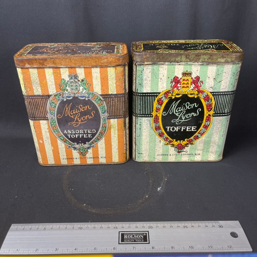 Lot 247: Pair of Maison Lyons Toffee tins
