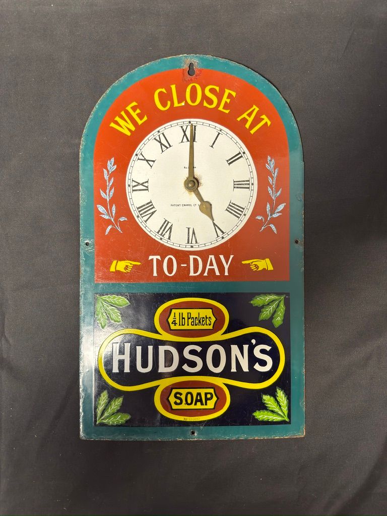 Lot 254: Hudson's Clock Enamel Sign