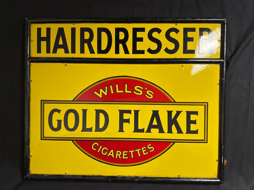 Lot 255: Will's cigarettes Hairdresser Enamel Sign