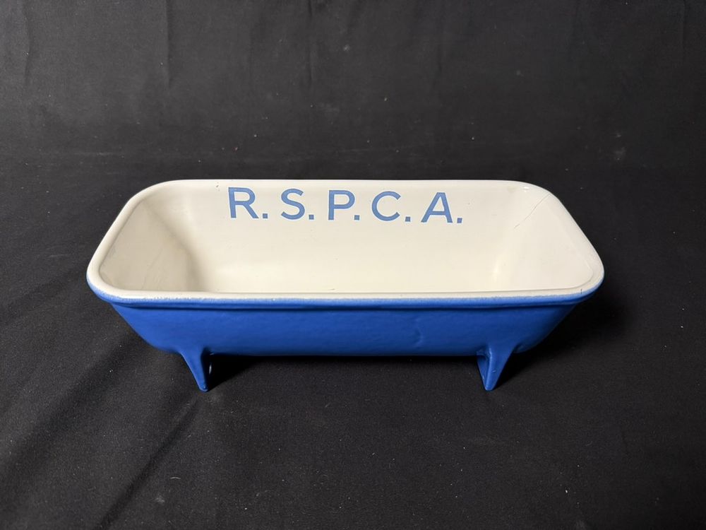 Lot 256: Enamel R.S.P.C.A. Dog Bowl