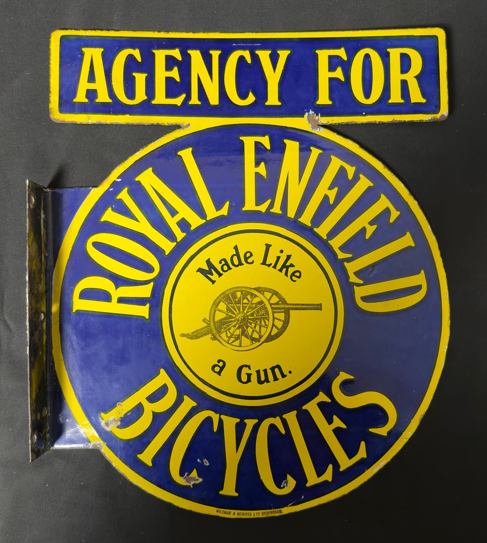 Lot 258: Royal Enfield Bicycles Enamel Sign