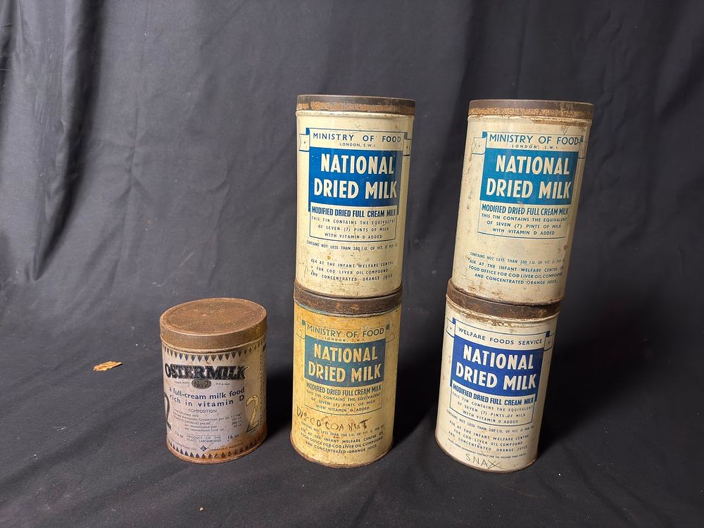 Lot 259: Assortment of 5 Dried Milk tins