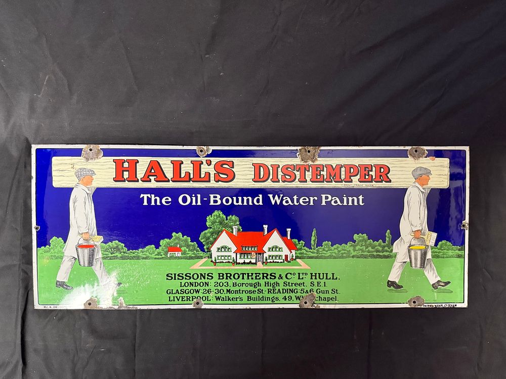 Lot 262: Hall's Distemper Enamel Sign