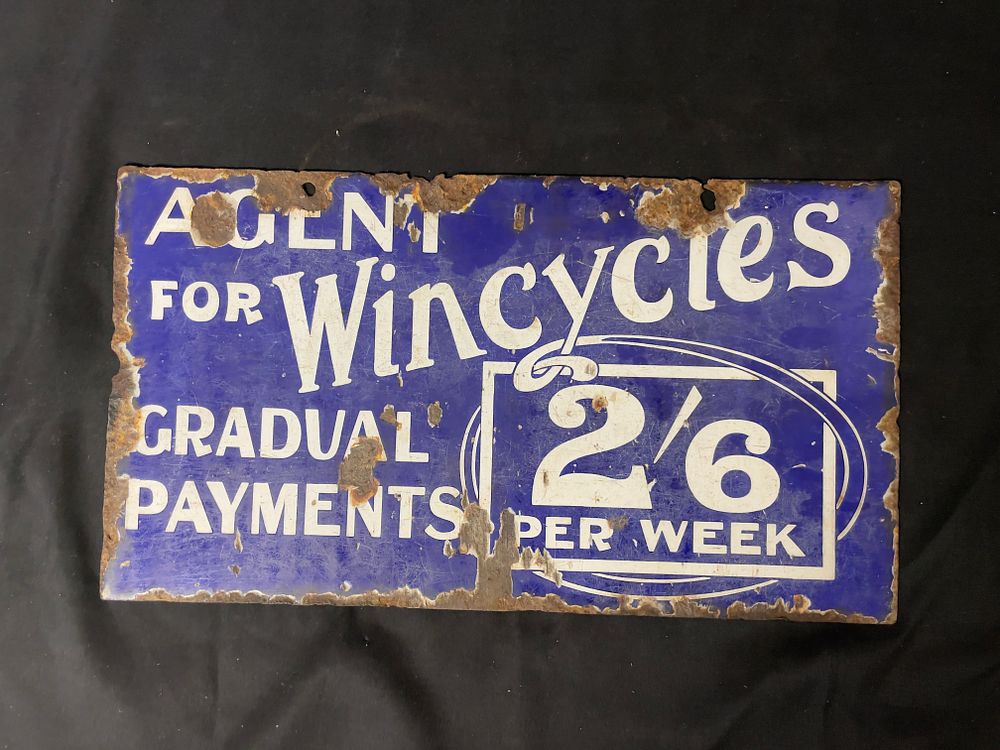 Lot 263: Agent for Wincycles Enamel Sign
