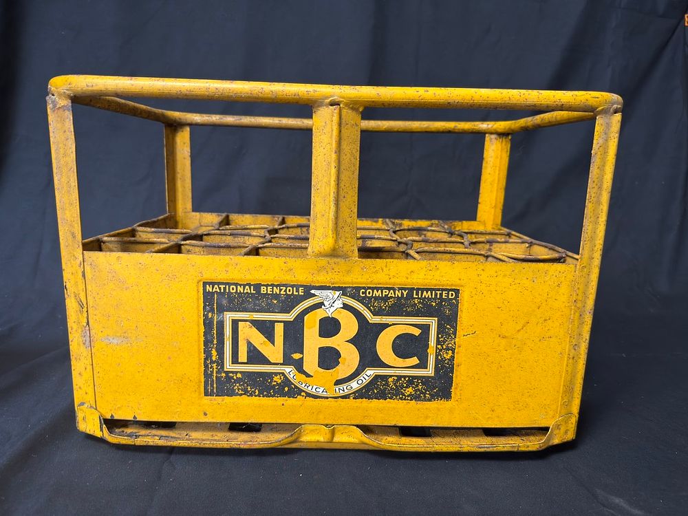 Lot 161: A National Benzole oil bottle crate Interesting, sturdy...