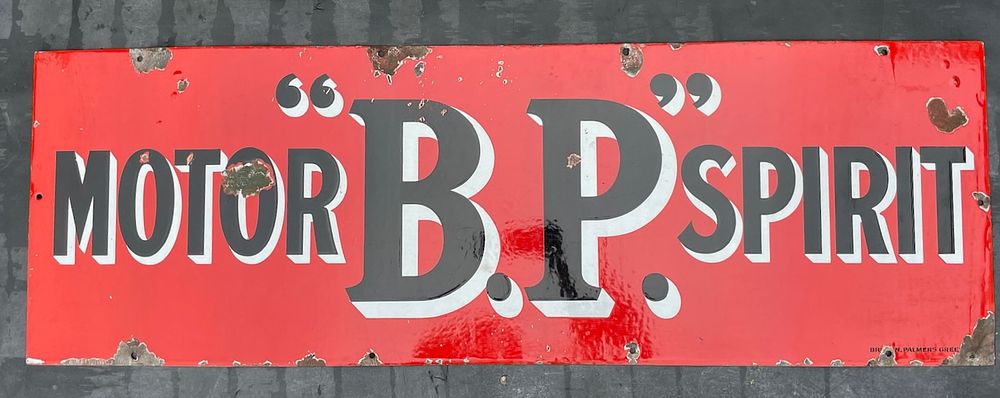 Lot 175: A BP Motor Spirit enamel sign