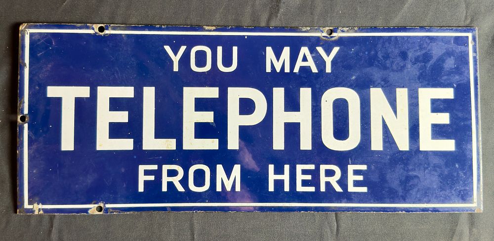 Lot 184: A Telephone enamel double sided sign
