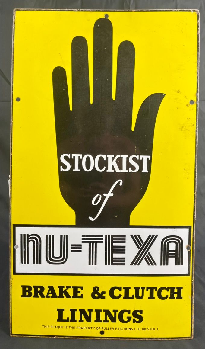 Lot 202: A Nu-Texa Brake & Clutch Linings Enamel Sign